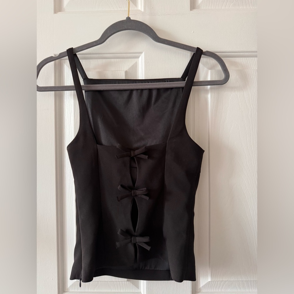 Zara Black Square-Neck Camisole w/ adorable back, side zip NWT - Picture 5 of 7